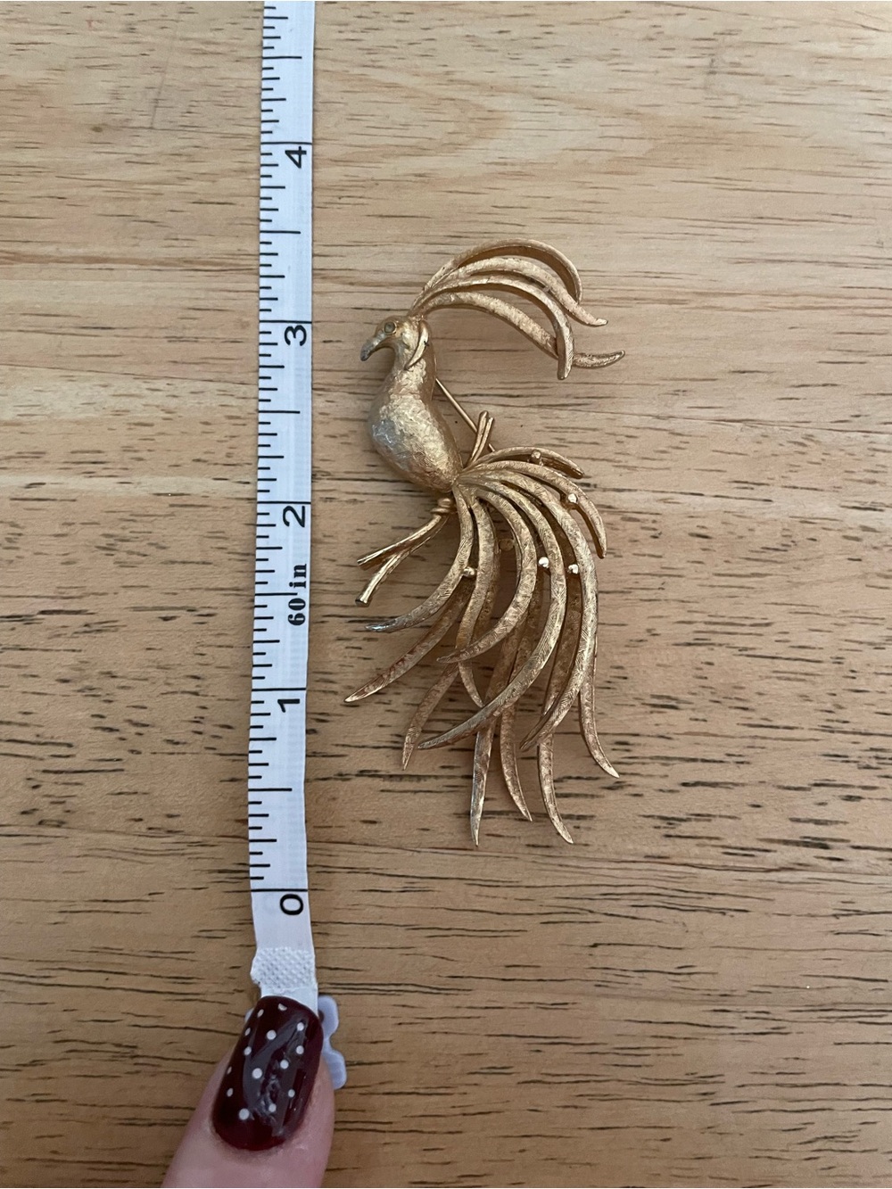 Vintage Avon Bird of Paradise Brooch Textured Gold Tone 3”